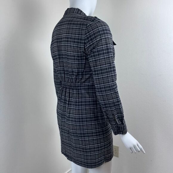 Kenneth Cole Women Size 14 Gray Plaid Cotton Shirt Mini Dress Roll Sleeve Tunic - Picture 7 of 15